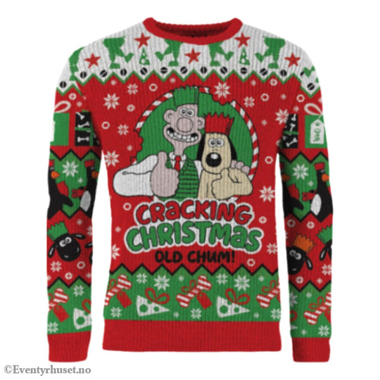 Wallace & Gromit Christmas Sweater Cracking Christmas Old Chum! Size M Fashion & Accessories