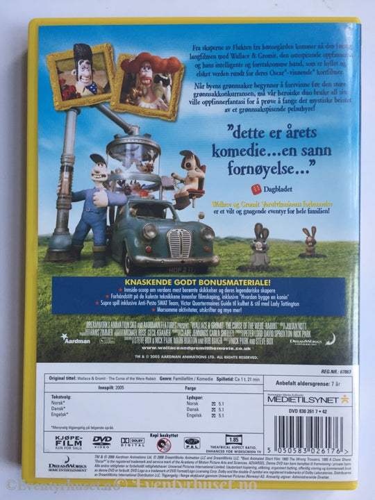 Wallace & Gromit. Barulvkaninens Forbannelse. Dvd. Dvd