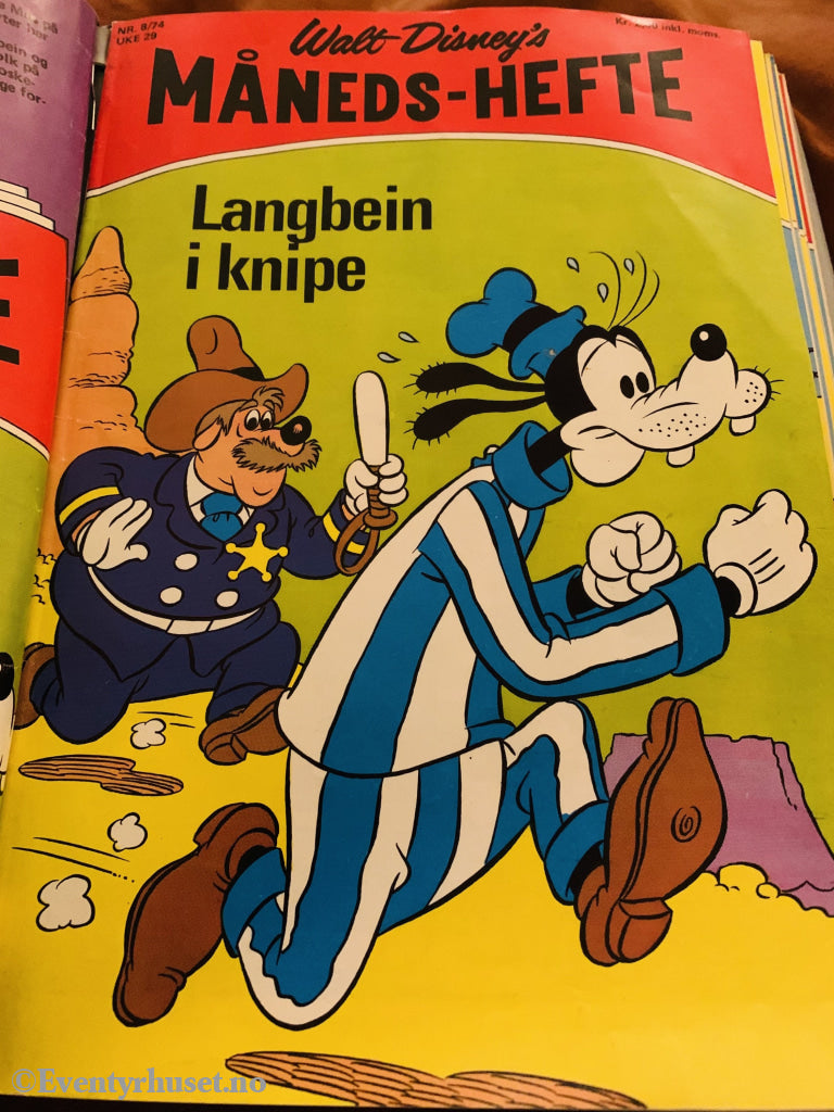 Walt Disney´s Måneds-Hefte. 1974/08. Tegneserieblad