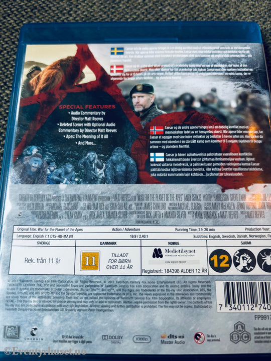 War for the Planet of the Apes. Blu-ray Disc.