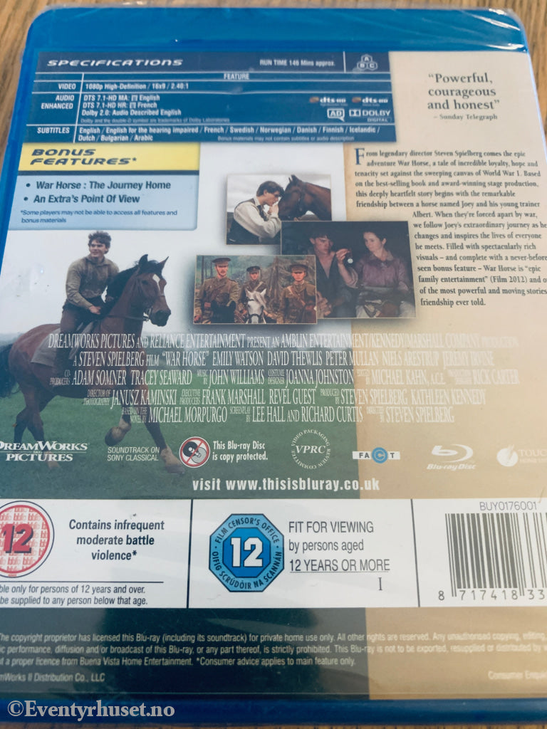 War Horse (2011). Blu-Ray. Ny i plast!