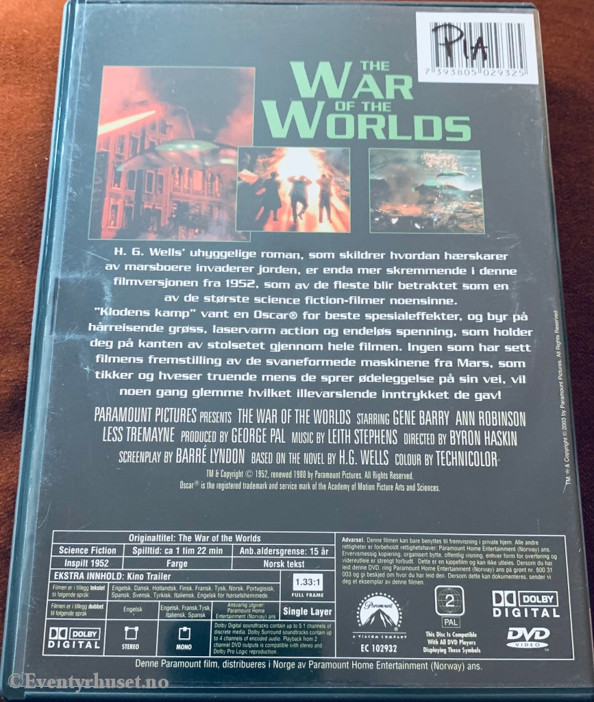 War Of The Worlds. 1952. Dvd. Dvd