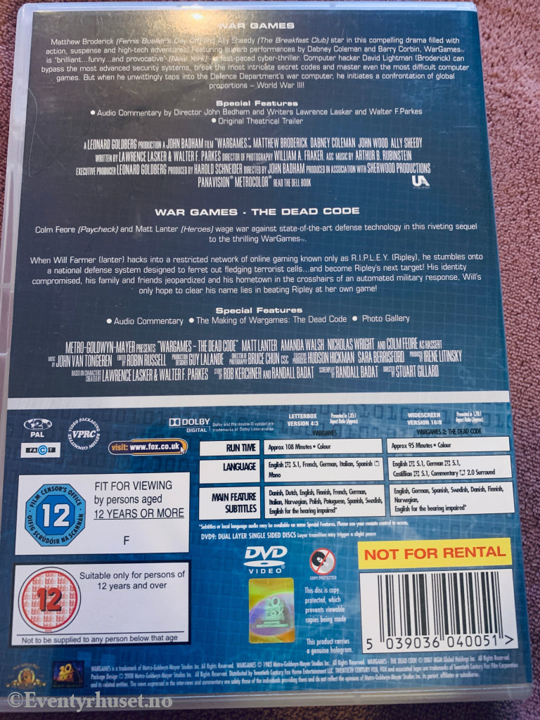 WarGames / WarGames: The Dead Code. DVD.
