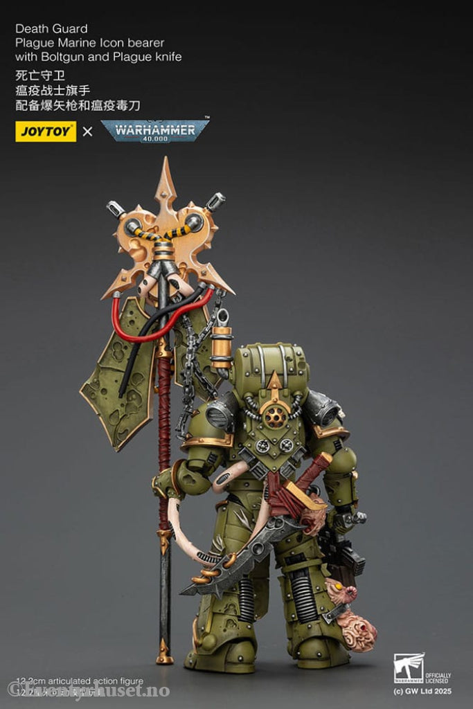 Warhammer 40,000 Action Figure Death Guard Plague Marine Icon bearer with Boltgun and Plague knife 12 cm Toys