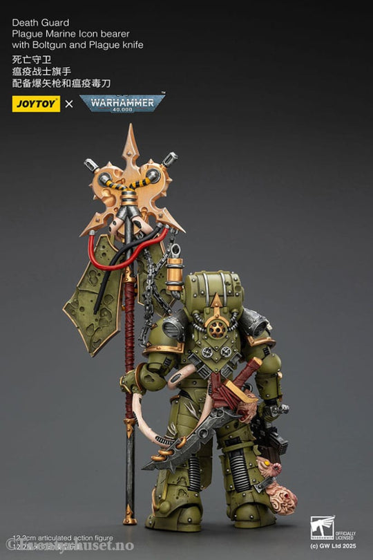 Warhammer 40,000 Action Figure Death Guard Plague Marine Icon bearer with Boltgun and Plague knife 12 cm Toys