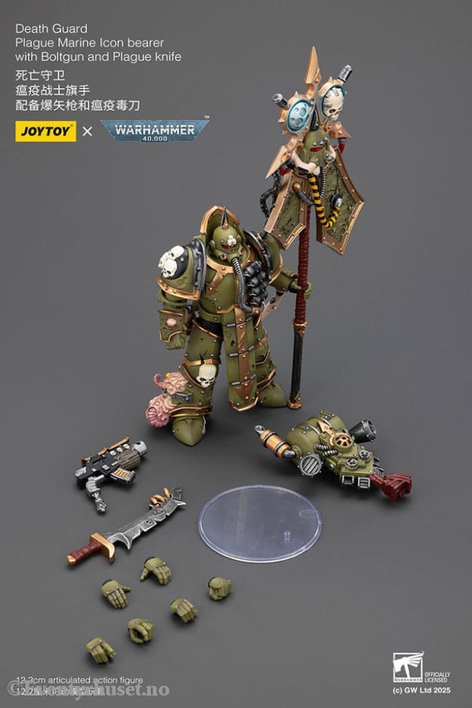 Warhammer 40,000 Action Figure Death Guard Plague Marine Icon bearer with Boltgun and Plague knife 12 cm Toys