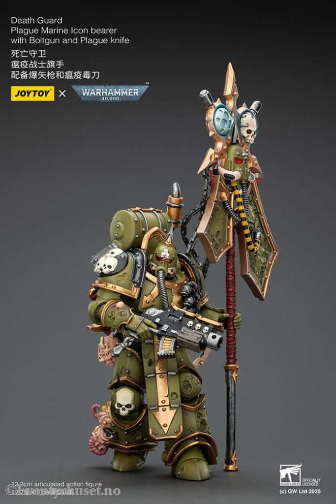 Warhammer 40,000 Action Figure Death Guard Plague Marine Icon bearer with Boltgun and Plague knife 12 cm Toys