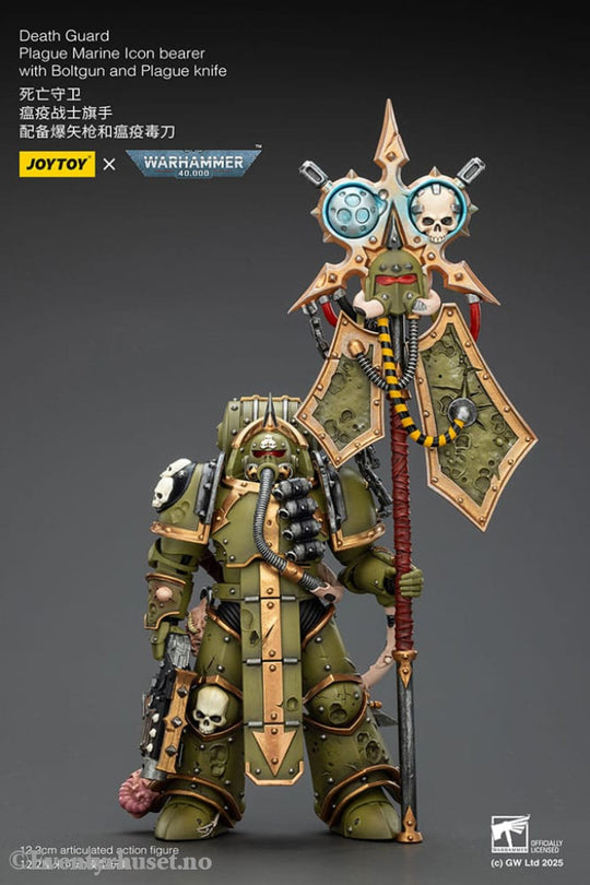 Warhammer 40,000 Action Figure Death Guard Plague Marine Icon bearer with Boltgun and Plague knife 12 cm Toys