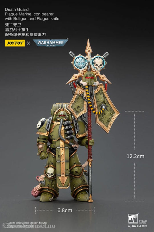 Warhammer 40,000 Action Figure Death Guard Plague Marine Icon bearer with Boltgun and Plague knife 12 cm Toys