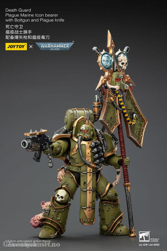 Warhammer 40,000 Action Figure Death Guard Plague Marine Icon bearer with Boltgun and Plague knife 12 cm Toys