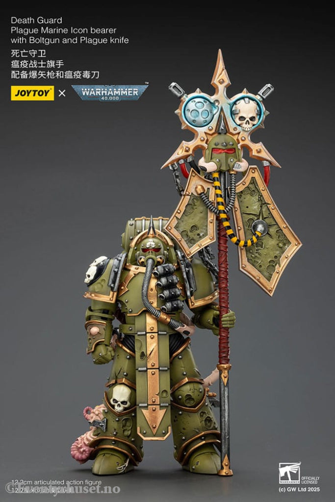 Warhammer 40,000 Action Figure Death Guard Plague Marine Icon bearer with Boltgun and Plague knife 12 cm Toys