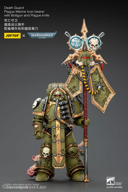 Warhammer 40,000 Action Figure Death Guard Plague Marine Icon bearer with Boltgun and Plague knife 12 cm Toys