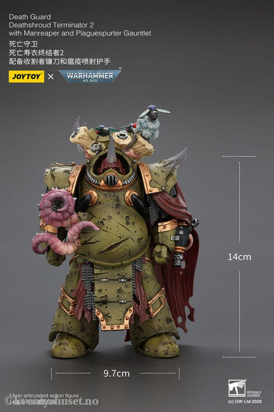 Warhammer 40k Action Figure 1/18 Death Guard Deathshroud Terminator 2 with Manreaper and Plaguespurter Gauntlet 14 cm