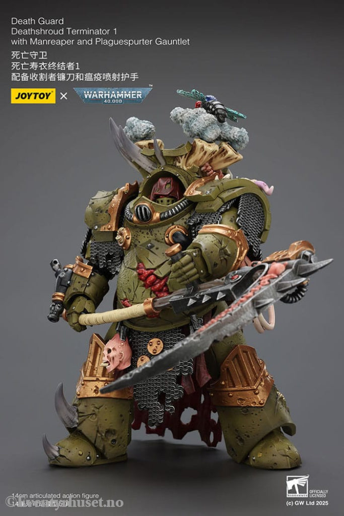 Warhammer 40k Action Figure 1/18 Death Guard Deathshroud Terminator 1 with Manreaper and Plaguespurter Gauntlet 14 cm