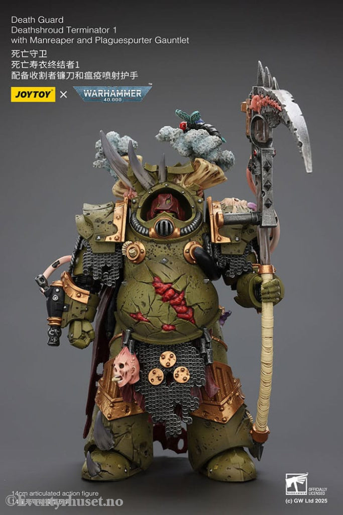 Warhammer 40k Action Figure 1/18 Death Guard Deathshroud Terminator 1 with Manreaper and Plaguespurter Gauntlet 14 cm