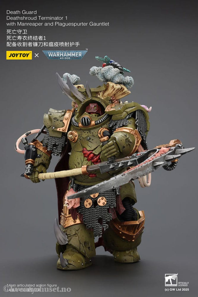 Warhammer 40k Action Figure 1/18 Death Guard Deathshroud Terminator 1 with Manreaper and Plaguespurter Gauntlet 14 cm