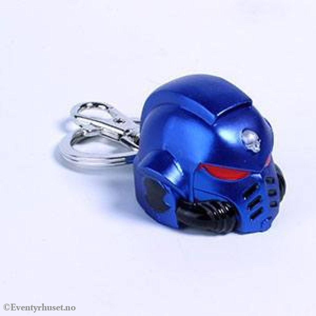Warhammer 40K Metal Keychain Space Marine Primaris Helmet Ultramarine Fashion & Accessories