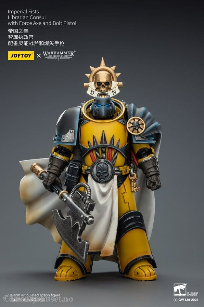 Warhammer Imperial Fists Action Figure Librarian Consulwith Force Axe and Bolt Pistol 12 cm Toys