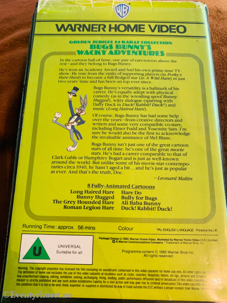 Warner Bros. Golden Jubilee Bugs Bunny’s Wacky Adventures (1985). VHS Big Box.