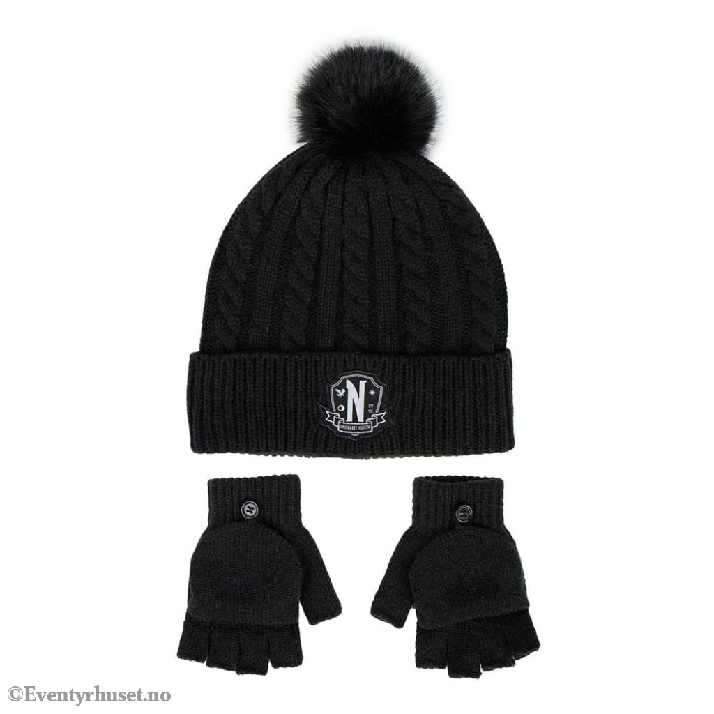 Wednesday Beanie & Gloves Set Nervermore Fashion & Accessories