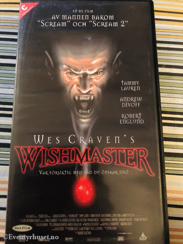 Wes Cravens Wishmaster. 1997. Vhs. Ny I Plast! Vhs