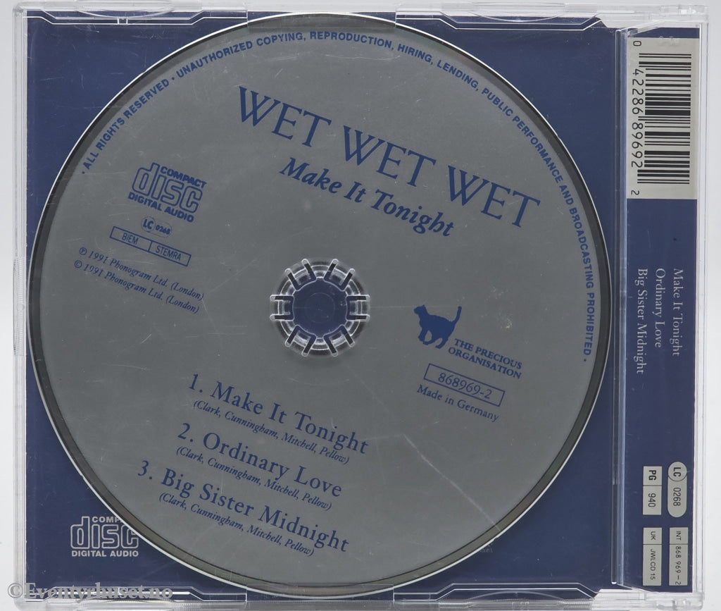 Wet Wet Wet. 1995. Make It Tonight. CD singel