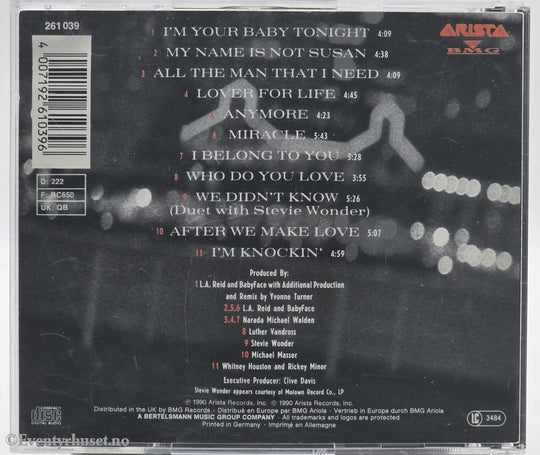 Whitney Houston. 1990. I'm Your Baby Tonight. CD.