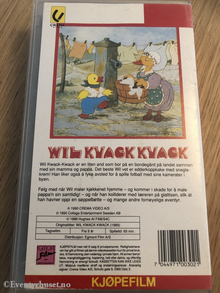Wil Kvack Kvack. 1989. Vhs. Vhs