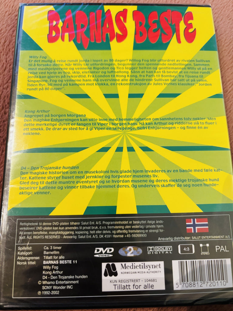 Willy Fog - Jorden rundt på 80 dager / Kong Arthur / D4 Den Trojanske hunden. DVD. Ny i plast!