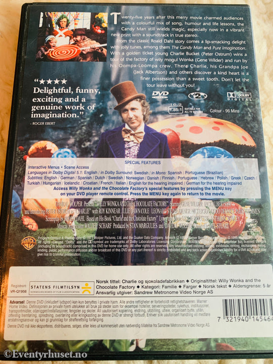 Willy Wonka & The Chocolate Factory (Charlie og Sjokoladefabrikken). DVD.