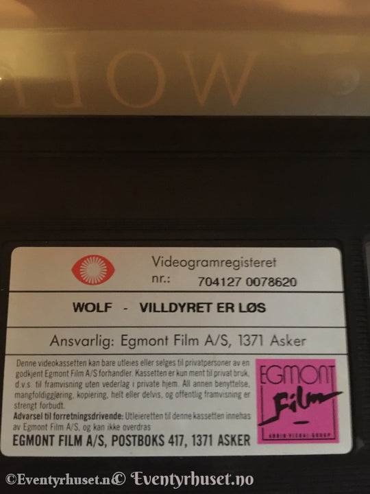 Wolf. 1994. Vhs. Vhs