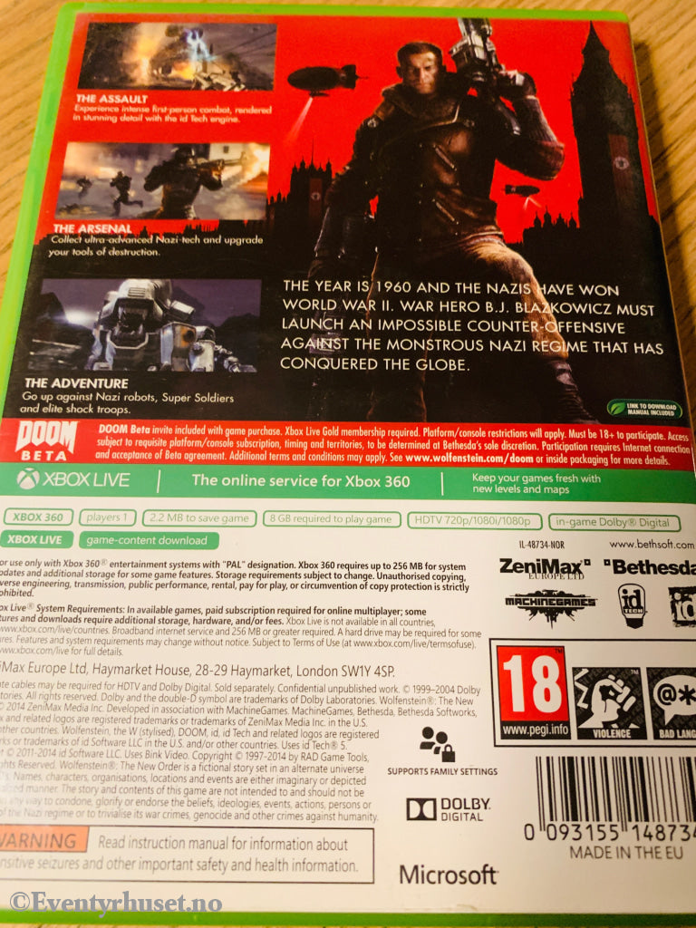 Wolfenstein - The New Order. Xbox 360. 360