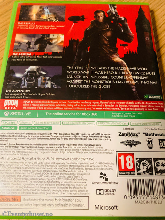 Wolfenstein - The New Order. Xbox 360. 360