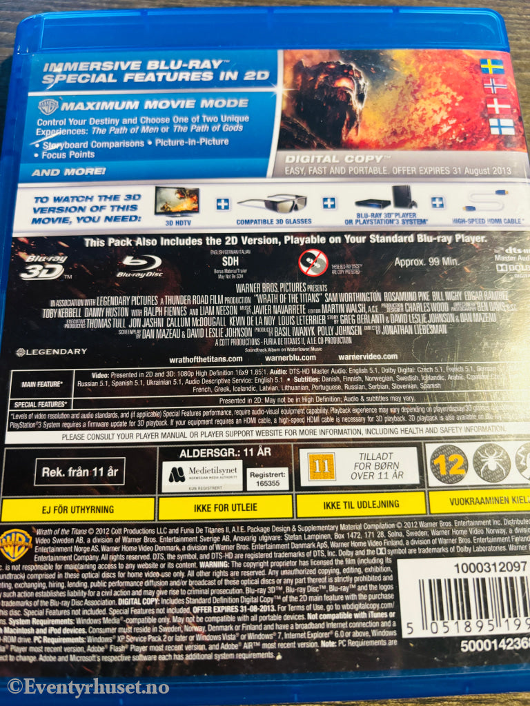 Wrath of the Titans 3D. Blu-ray Disc.