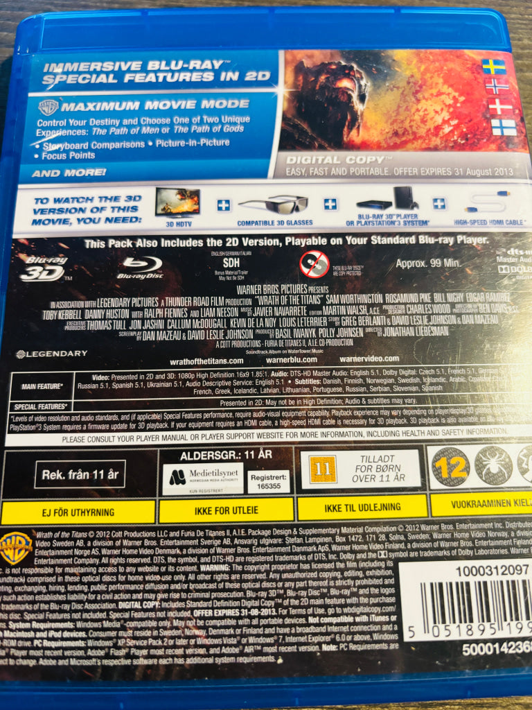 Wrath of the Titans 3D. Blu-ray Disc.