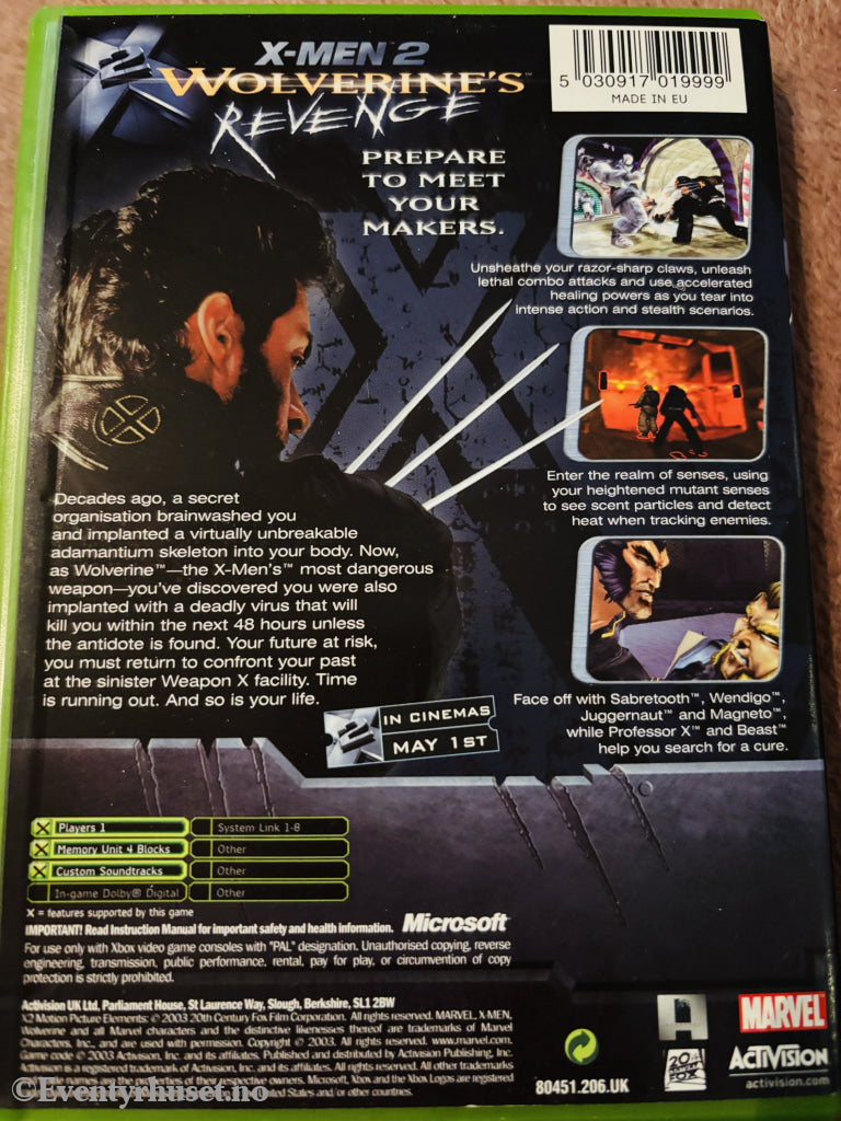 X-Men 2: Wolverine's Revenge. Xbox.