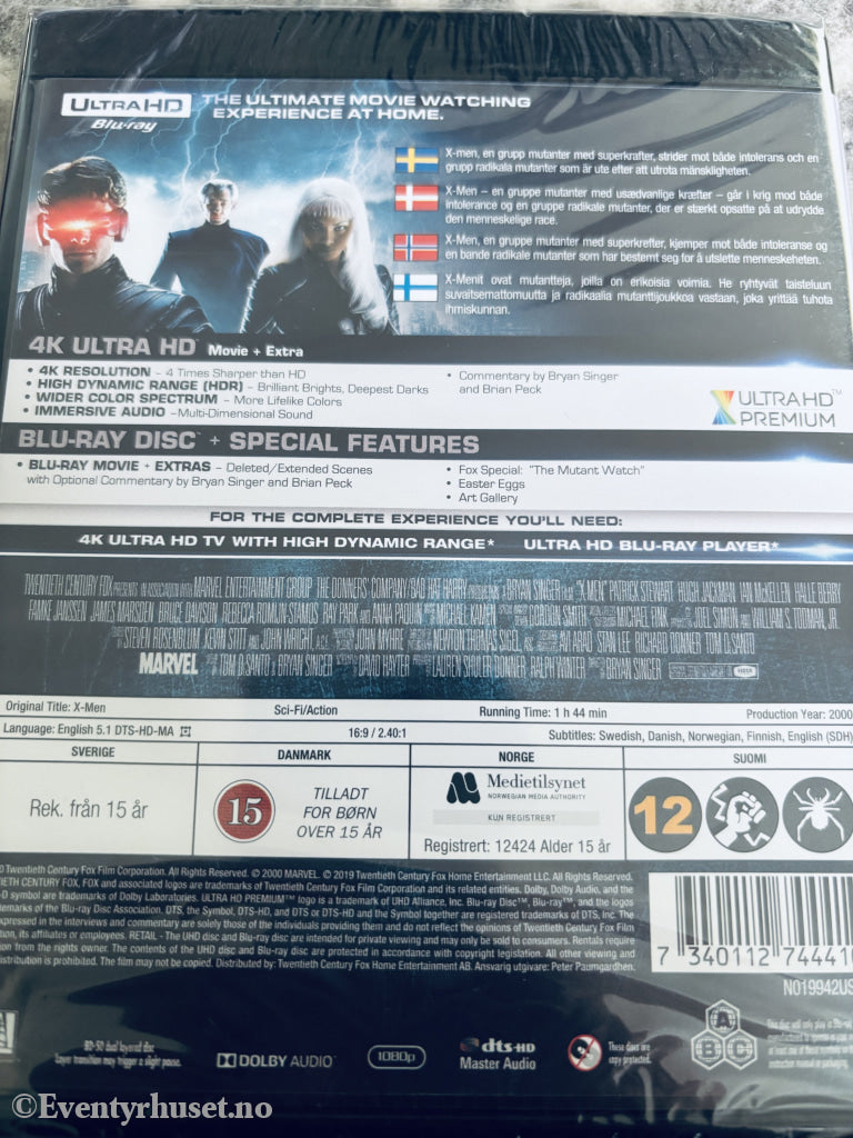 X-Men. 2000. 4K Ultra HD + Blu-ray. Ny i plast!