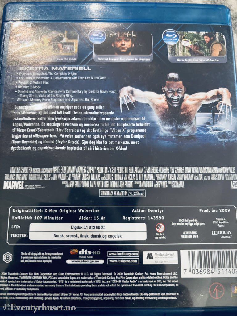 X-Men Origins: Wolverine. Blu-ray.