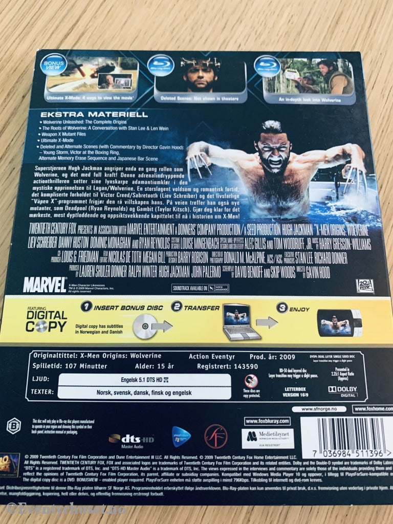 X-Men Origins. Wolverine. Blu-Ray Slipcase. Disc