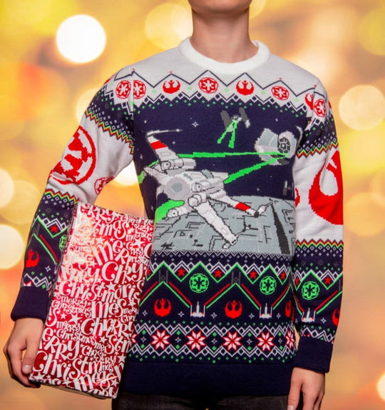 Star Wars Christmas Sweater X-Wing v TIE Fighter Size S