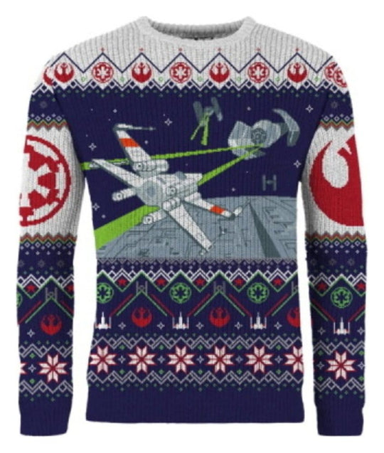 Star Wars Christmas Sweater X-Wing v TIE Fighter Size S