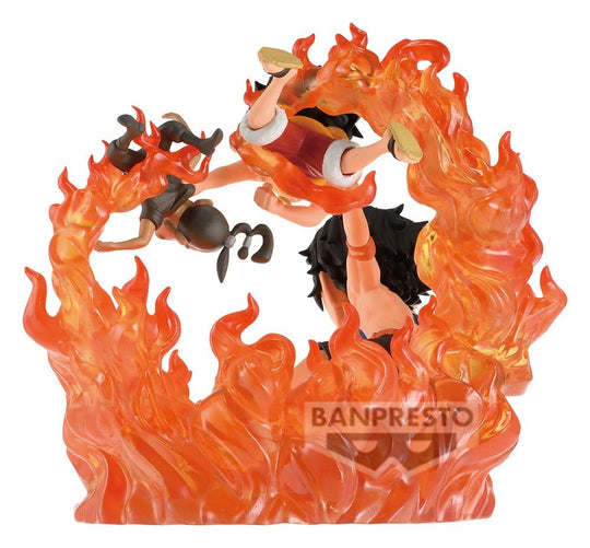 One Piece World Collectable Figure Log Stories PVC Figure Portgas D. Ace & Monkey D. Luffy (Marineford) 10 cm