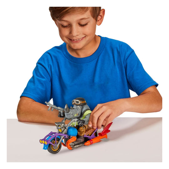 Teenage Mutant Ninja Turtles Action Figure with Vehicle Rocksteady & Chopper 12 cm