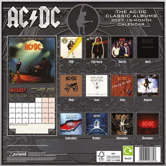 AC/DC Calendar Albums 2027 30 x 30 cm