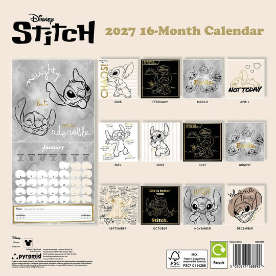 Stitch Calendar Life is Better with Stitch 2027 30 x 30 cm