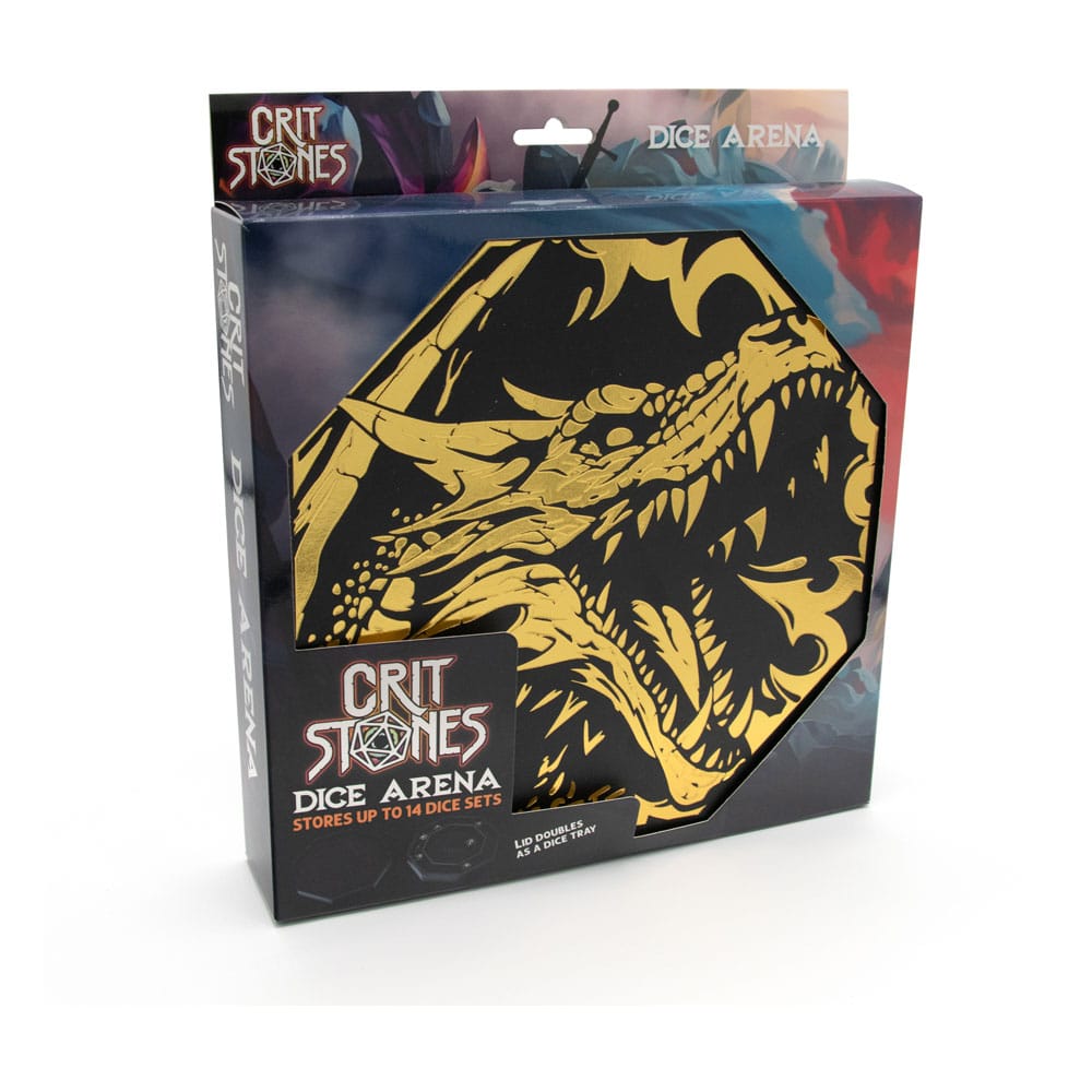 CritStones Arena Dice Tray Black Dragon (Yellow Lid)