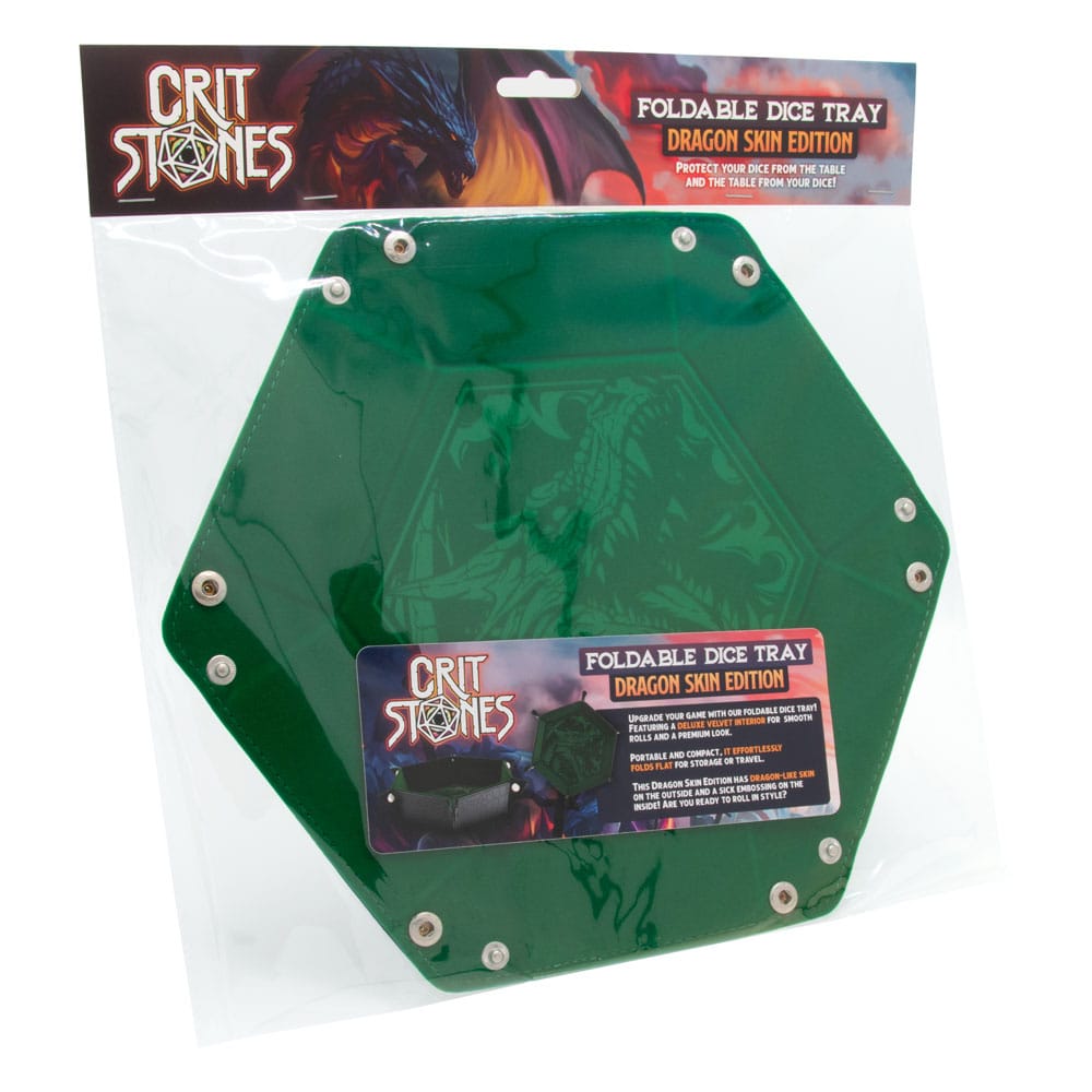 CritStones Folding Dice Tray Dragon Skin Edition Green
