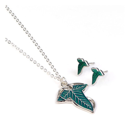 Lord of the Ring Earrings and Necklace Gift Set Leaf of Lorien