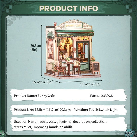 Miniature House Model Kit Sunny Cafe 20 x 16 cm