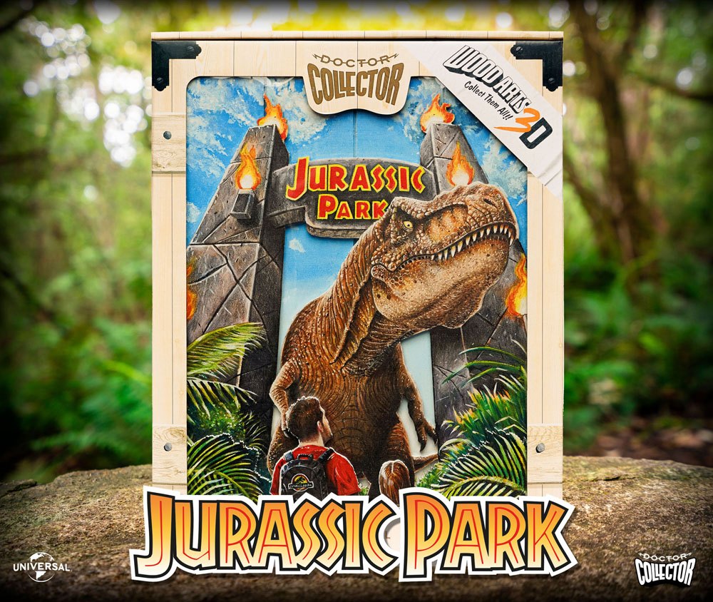 Jurassic Park WoodArts 3D Wooden Wall Art Rex Attack 30 x 40 cm